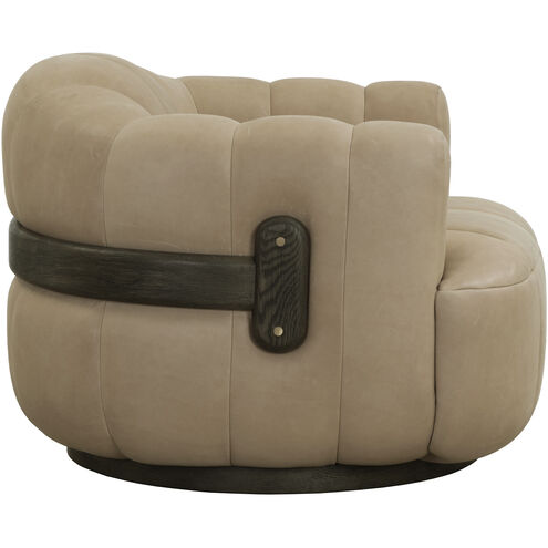 Tadeo Dark Brown / Sahara Sand Leather Swivel Lounge Chair, Swivel